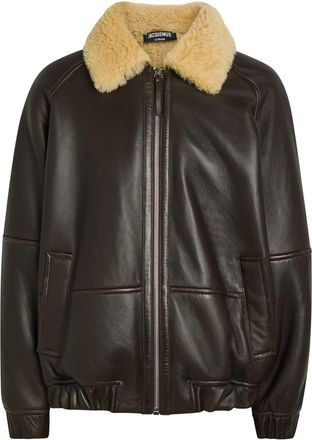 Jacquemus Le Bombardier Leather Bomber Jacket - Dark Brown - 48 (IT48 / M)