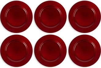 Trade Shop Trade Shop - 6 X Pases De Pl&aacute;stico De Navidad 33 Cm Decoraciones De Navidad Para Mesa Roja