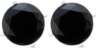 Pompeii3 2ct Black Spinel Studs 6mm Earrings 14K White Gold