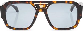 Versace Sunglasses, male, Brown, Size: 56 MM Signature Navigator Sunglasses