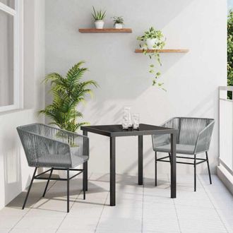 vidaXL Conjunto De Comedor De Jard&iacute;n 3 Pcs Gris Polirat&aacute;n Vidaxl