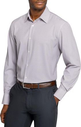 W.R.K Regular Fit Tile Print Performance Dress Shirt in Khaki at Nordstrom, Size 16.5 - R