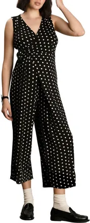 Nom Maternity Francesca Maternity & Nursing Cropped Jumpsuit in Black W/White Dot at Nordstrom, Size Small