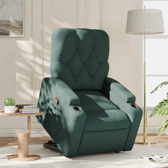 vidaXL Sill&oacute;n Reclinable Elevable Tela Verde Oscuro Vidaxl