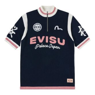 Palace x EVISU Cycle Knit Polo Shirt Navy P30KW050