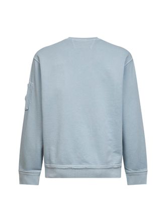 C.P. Company Mens Light Blue Diagonal Cotton Fleece Crewneck Sweatshirt Sweatshirts Sweater