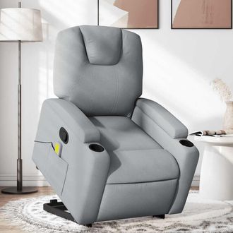 vidaXL Vidaxl - Sill&oacute;n De Masaje Reclinable De Pie De Tela Gris Claro