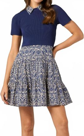 Shoshanna Preppy Shirt Collar Mini Dress In Navy And Ivory