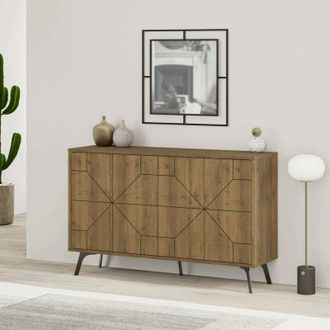 Dmora Credenza Brunale, Buffet da soggiorno, Madia da salotto, Dispensa da cucina, 123x35h77 cm, Rovere - Dmora