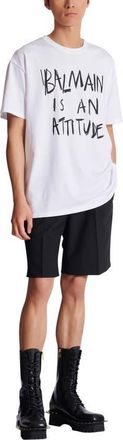 Balmain Coton Printed T-shirt in White at Nordstrom, Size Xxx-Large