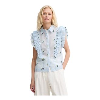 Munthe Dames, Blouses & Shirts, Blauw, Maat: XL Poliester
