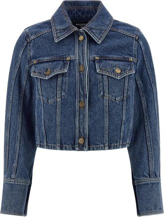 Balmain Cropped Jas van Vaal Denim - Dames - Spijkerjassen - Blauw - M - Denim - Jassen