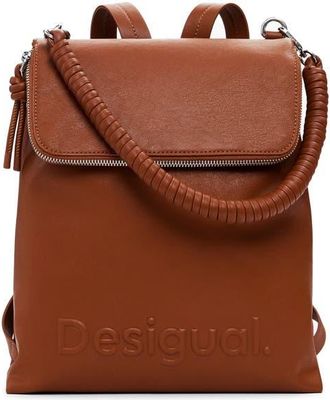 Desigual Mini Logo Faux Leather Backpack in Camel at Nordstrom