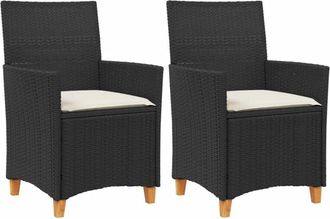 vidaXL Vidaxl - Sillas De Jard&iacute;n Con Coj&iacute;n 2 Uds Rat&aacute;n Pe Negro Y Madera Acacia
