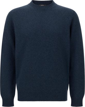 Boggi Milano Truien & Vesten, Heren, Blauw, L, Wol, Wool Blend Crew Neck Jumper