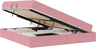 vidaXL Letto Con Contenitore E Materasso Rosa 180 X 200 Cm Velluto Vidaxl