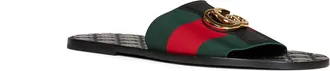 Gucci Mens Slide Sandals Riviera Web & Leather Multicolour Calfskin