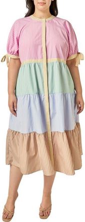 English Factory Colorblock Stripe Midi Dress in Multi at Nordstrom, Size 3X