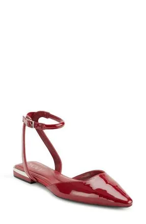 DKNY Cacia Ankle Strap Flat in Ruby Red at Nordstrom Rack, Size 6.5