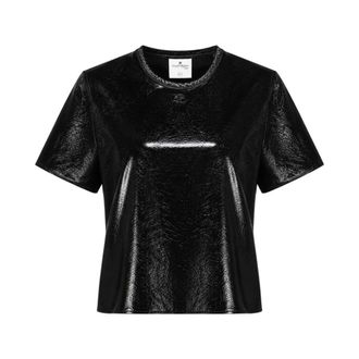 Courr&egrave;ges Dames, Tops, Zwart, Maat: XS Katoen
