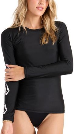 Volcom Simply Core Long Sleeve Rashguard in Black at Nordstrom, Size X-Small