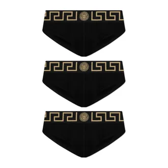 Versace Ondergoed, Heren, Zwart, XL, Katoen, Driepack Katoenen Slips
