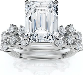 Pompeii3 Certified 3 1/4Ct Emerald Diamond Bridal Set 14k Gold or Platinum Lab Grown