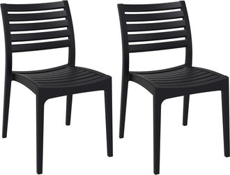 Clp Set de 2 sillas robustas apilables en plástico negro