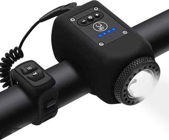 OEM Bocina Y Luz Para Bicicleta 2 En 1 - 110 Db - 5 Modos De Sonido - Recargable - Resistente Al Agua - Para Ni&ntilde;os Y Adultos - Negro
