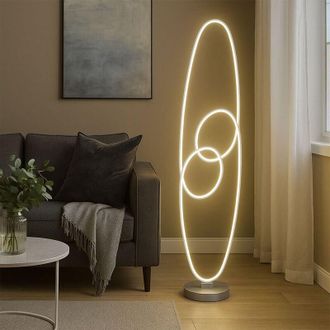 Globo Lighting Lampada da terra a LED argento lampada da terra in alluminio lampada di design CCT lampada da soggiorno in piedi, funzione memoria, 39W 2200Lm bianco