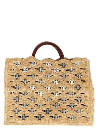 Paco Rabanne Beige Raffia Womens Handbag