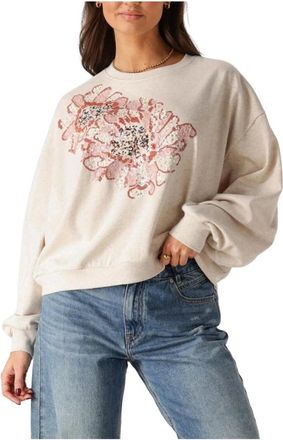 Summum Hoodies & sweatvesten, Dames, Beige, L, Versierde Longsleeve Sweatshirt in Beige