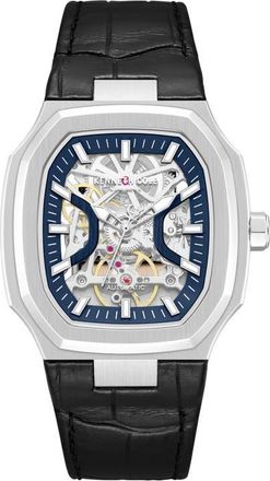 Kenneth Cole Automatic Leather Strap Watch, 40mm x 47.5mm in Black at Nordstrom