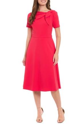 London Times Scuba Crepe Fit & Flare Dress in Rose Red at Nordstrom Rack, Size 8