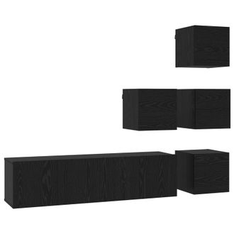 vidaXL Conjunto De Mueble De Tv 6 Pcs 60 X 30 X 30 Cm Roble Negro Vidaxl