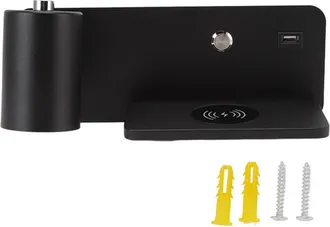 OEM Aplique Led De Pared Con Interfaz Usb Y Carga Inal&aacute;mbrica Para Sal&oacute;n Y Dormitorio, 85-265 V, Negro, Lado Izquierdo