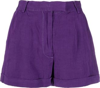Dolce & Gabbana 2000s high-waist A-line shorts - women - Linen/Flax/Viscose/Silk - 42 - Purple