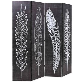 Berkfield Home Folding Room Divider 160x170 cm Feathers Black & White