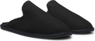 BOSS Shearling-lined slip-on slippers with logo detail