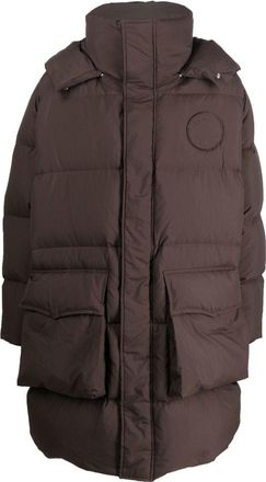 Études Studio detachable-hood puffer coat - men - Viscose/Nylon/Polyester/Feather Down - 42 - Brown