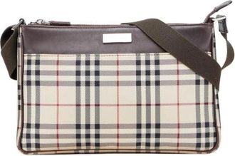 Burberry Pre-owned Cross Body Bags, female, Beige, Size: ONE SIZE Pre-owned Canvas shoulder-bags