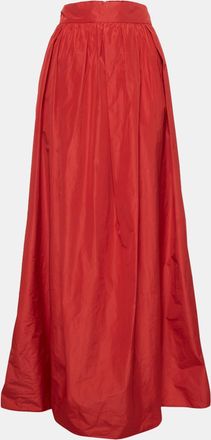 Max Mara Red Crepe Gathered Maxi Skirt