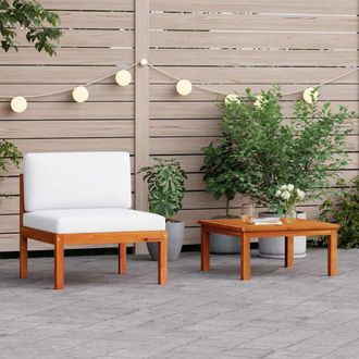 vidaXL Vidaxl - Conjunto De Jard&iacute;n De 2 Piezas Con Cojines De Madera De Acacia Y Cuerda
