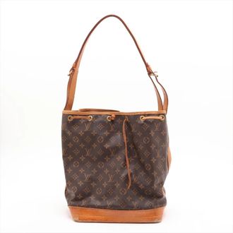 Louis Vuitton Brown Leather Coated Canvas Handbag Shoulder Bag Tote Bag (Pre-Owned)