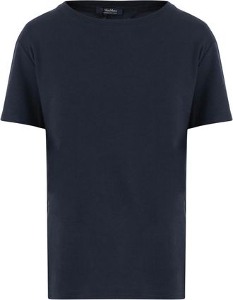 Max Mara Blue Solid Crew Neck T-Shirt