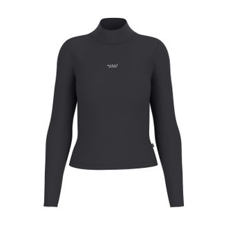 Guess Dames/Dames Tekst Logo Geribde Slanke Coltrui (Jet Zwart)
