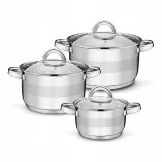 OEM Juego De 3 Ollas De Acero Inoxidable Con Tapa De Inducci&oacute;n Tadar Roger De 16/20/22 Cm Y 1,8/3/4 L