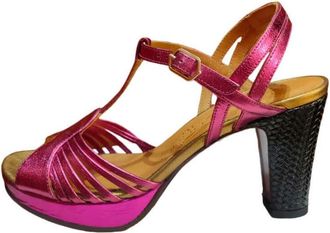 Chie Mihara Fuchsia Bronze Elenja Sandaal - Dames - Sandalen met hakken - Roze - 41 EU - Leer - Schoenen