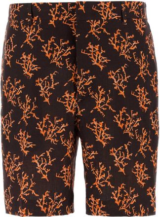 Fendi Printed Linen Bermuda Shorts