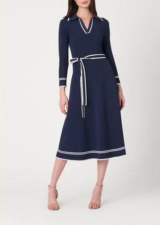 Shoshanna Contrast Border Knit Malia Dress in Navy/ivory at Nordstrom, Size X-Small